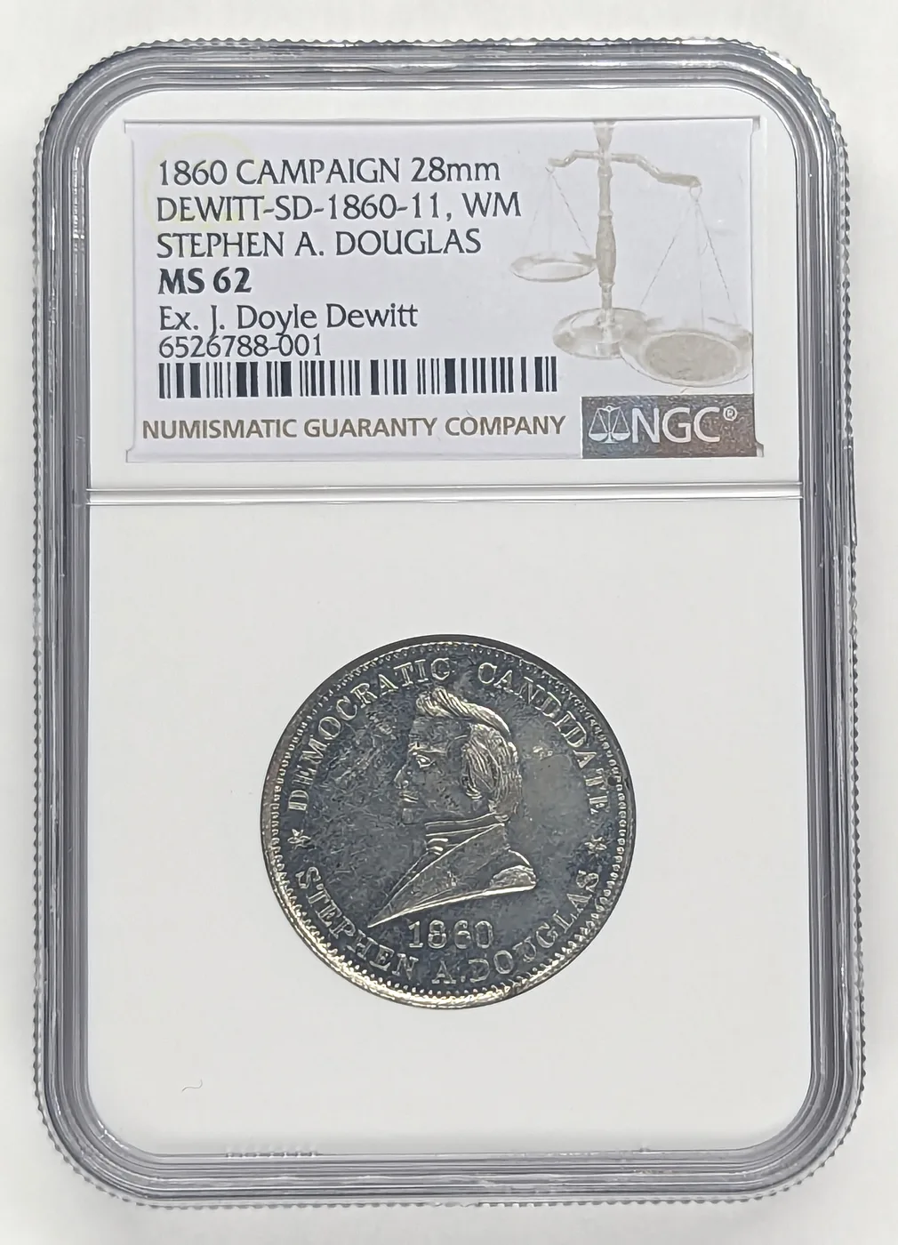 1860 Stephen Douglas SD 1860-11 NGC MS62 Campaign Medal Ex DeWitt