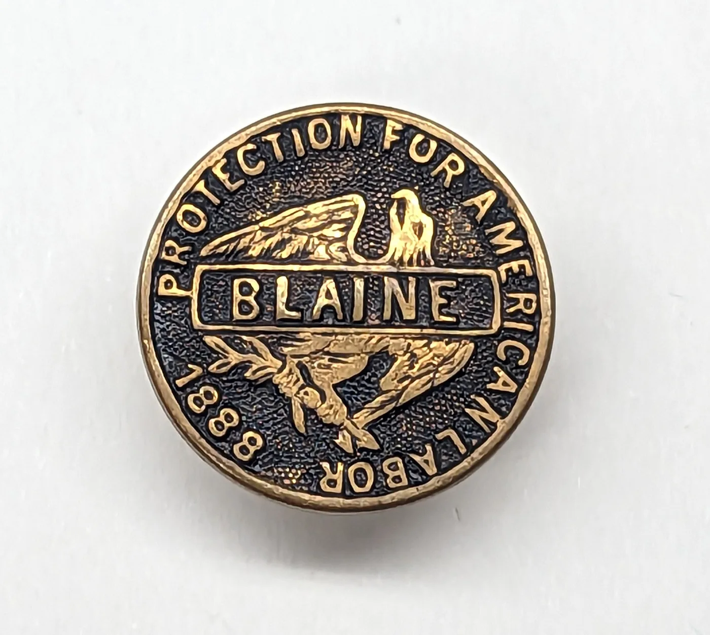 1888 James G Blaine Lapel Stud Jgb 1888 1 Brass 18mm Rare