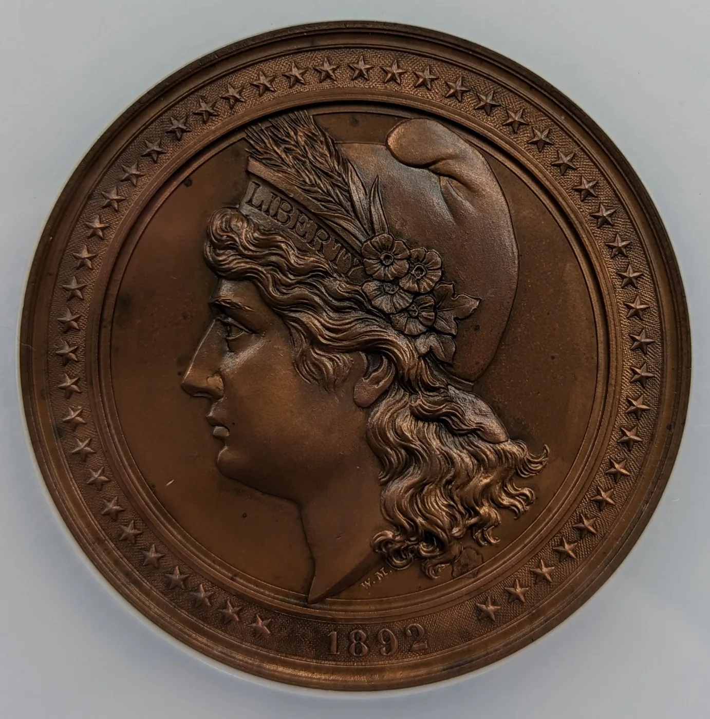 1892 World's Columbian Expo 50 5mm E 51 Cu MS63 NGC Liberty Head Large Medal