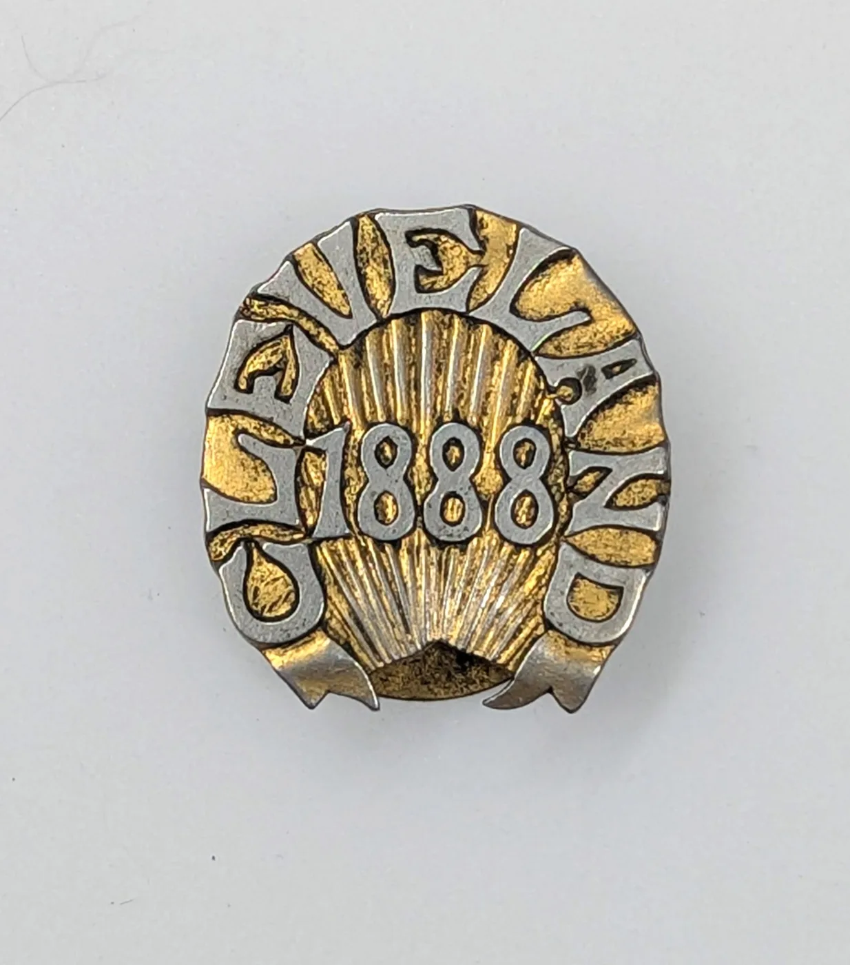 1888 Grover Cleveland Lapel Stud Horseshoe Brass Copper DeWitt Unlisted