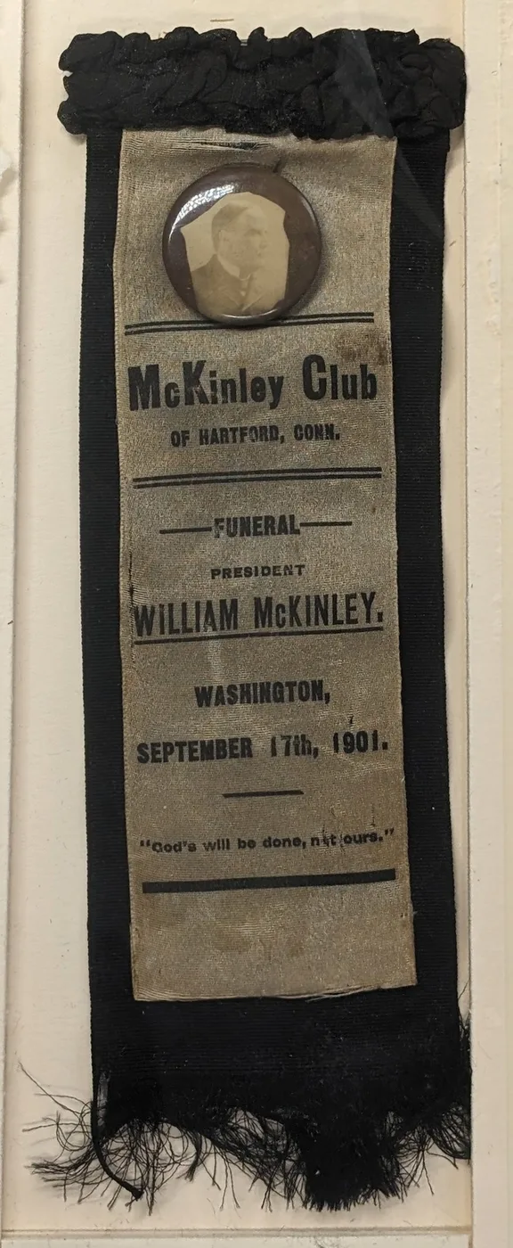 Rare William McKinley Club Funeral Ribbon and Button 1901