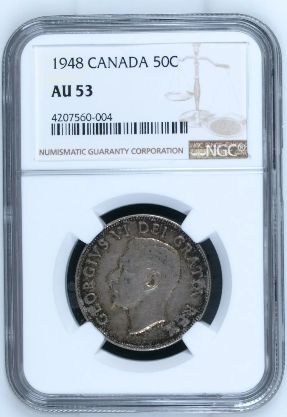 1948 Canada Half Dollar 50C Key Date NGC AU53 About Uncirculated