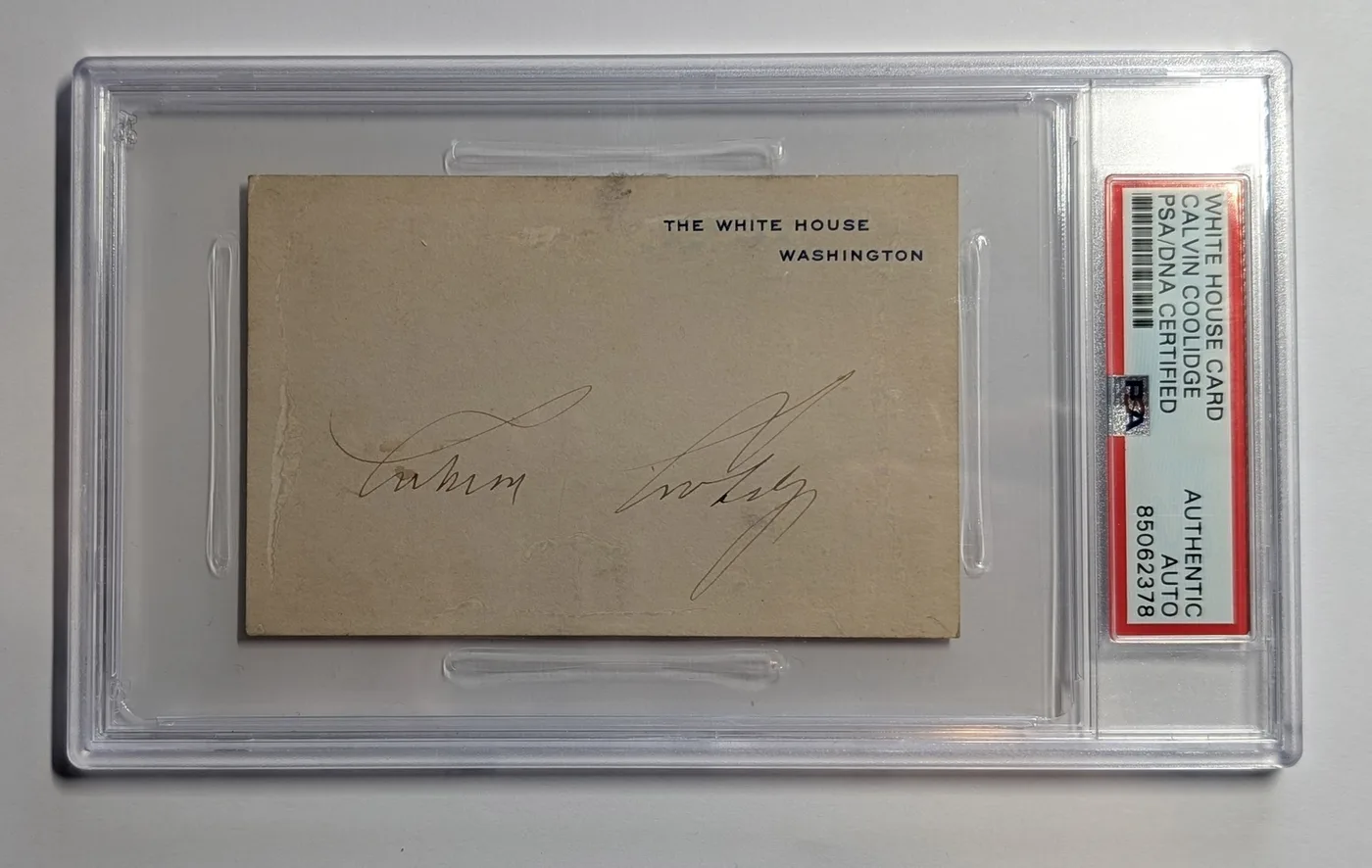 President Calvin Coolidge Signed White House Card PSA DNA Autograph