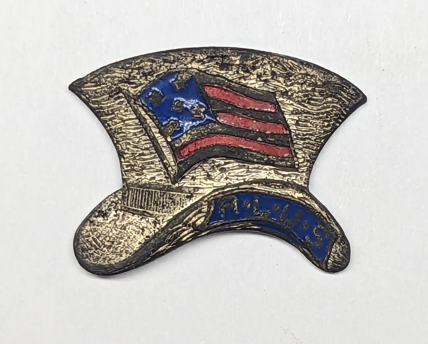 1888 Benjamin Harrison USA Flag Lapel Stud BH-1888-86 Silvered White Metal