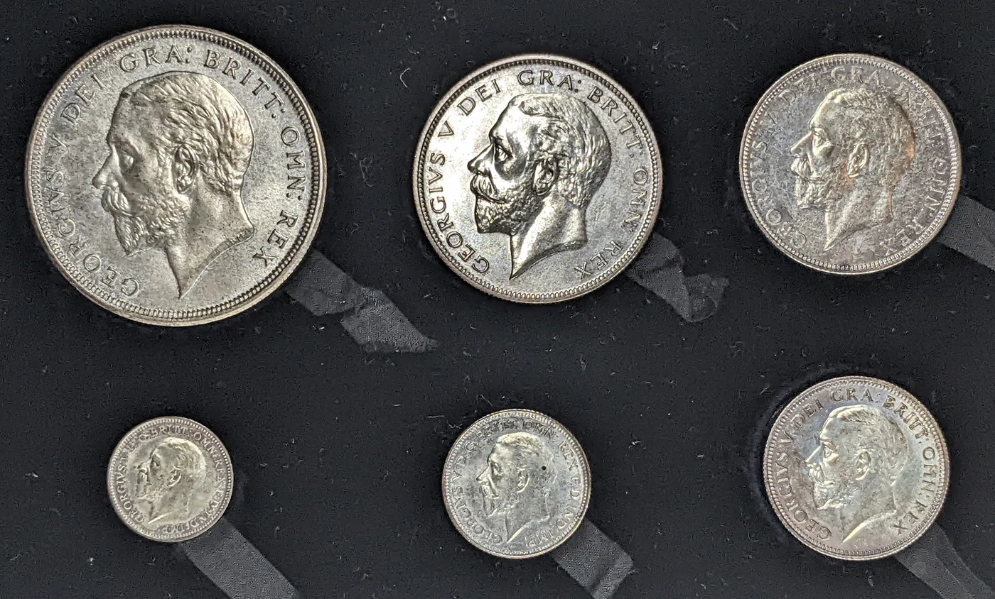 Original 1927 Great Britain George V 6 Piece Silver Proof Set in Original Box