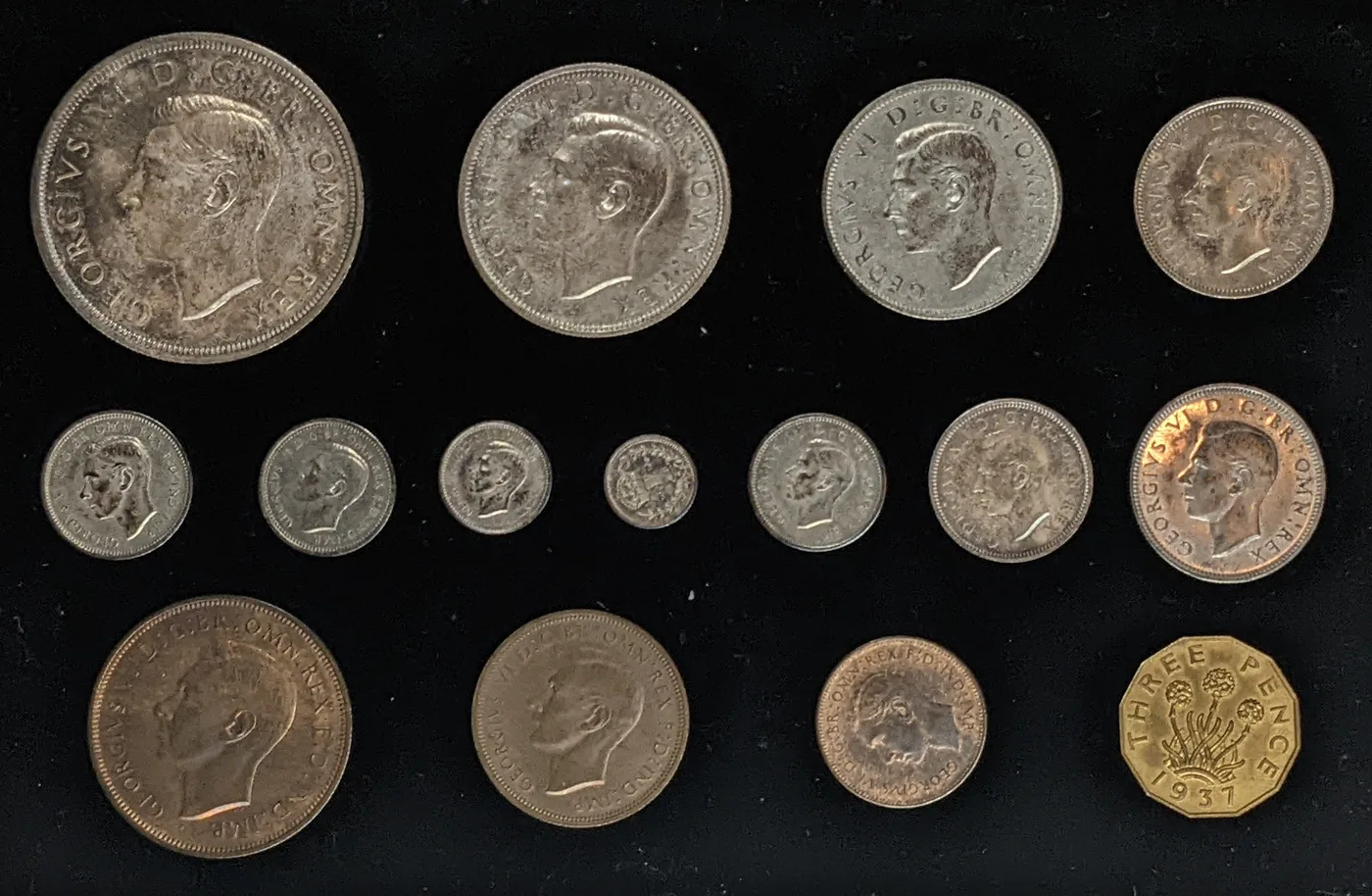 Original 1937 Great Britain George Vi 15 Piece Specimen Set