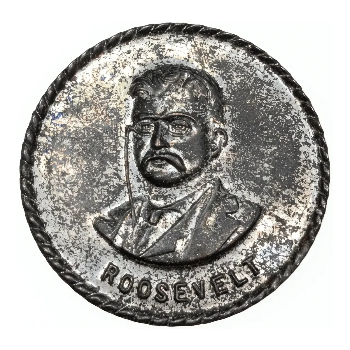 Theodore Roosevelt Embossed Shell Medalet