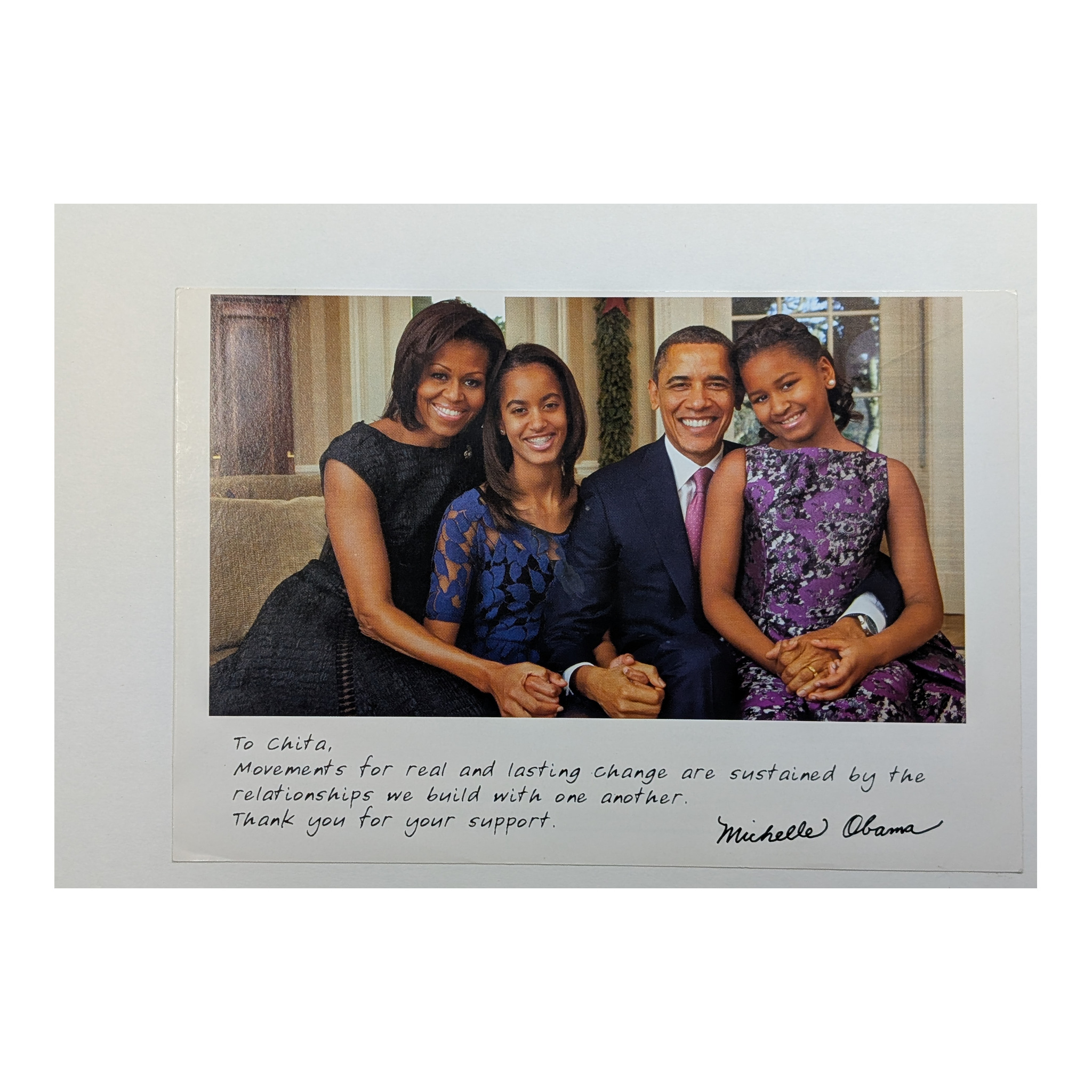 Michelle Obama Signed and Inscribed Campaign Photograph to Chita Rivera, inscribed face