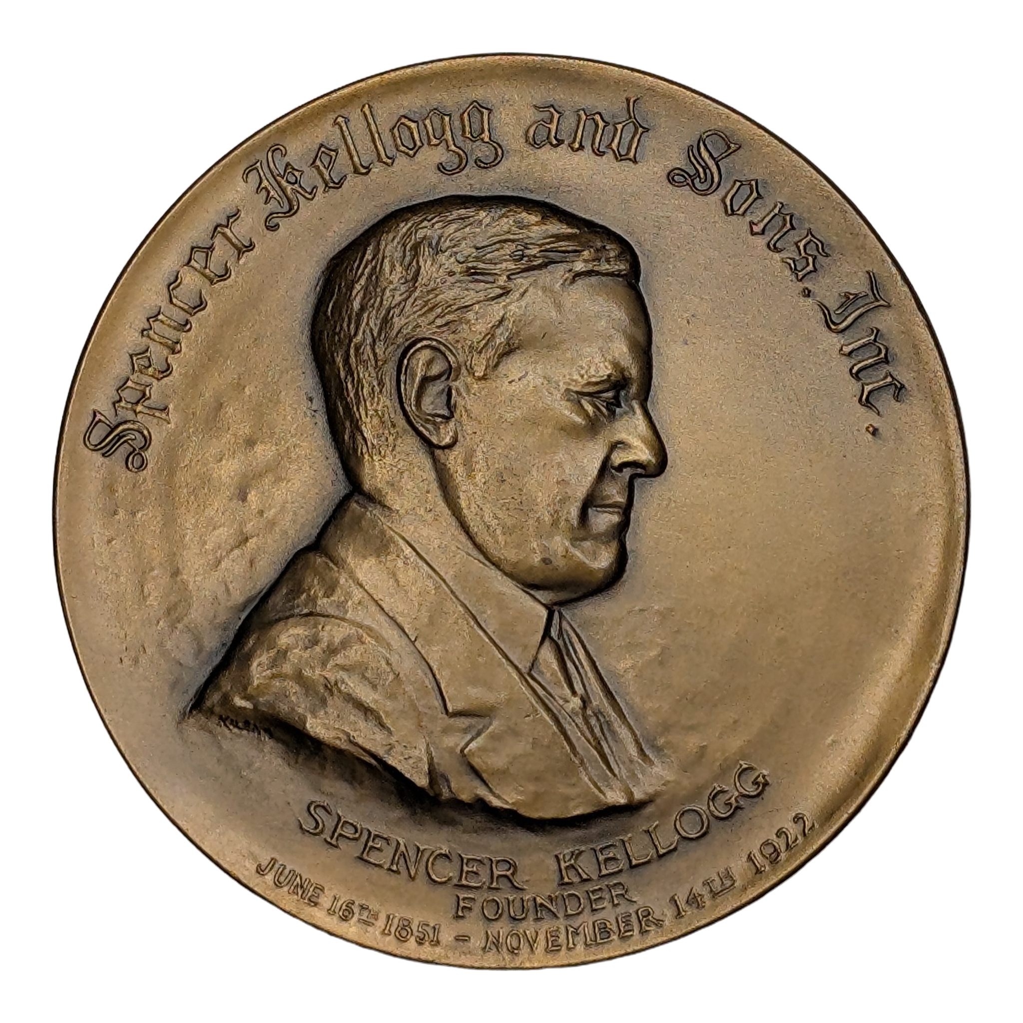1924 Spencer Kellogg and Sons Commemorative Medal Whitehead and Hoag Bronze, obverse
