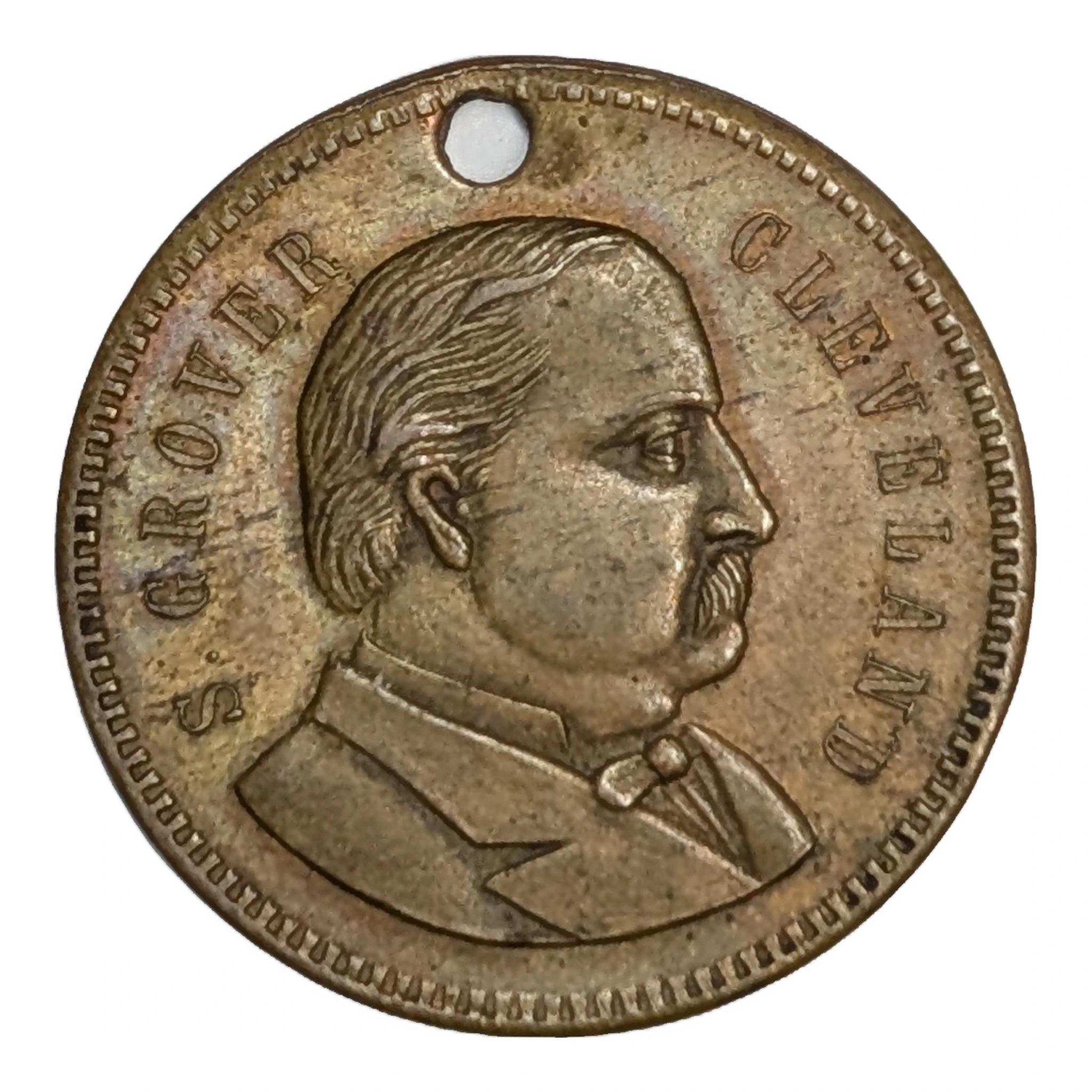 Grover Cleveland face, pierced at the top