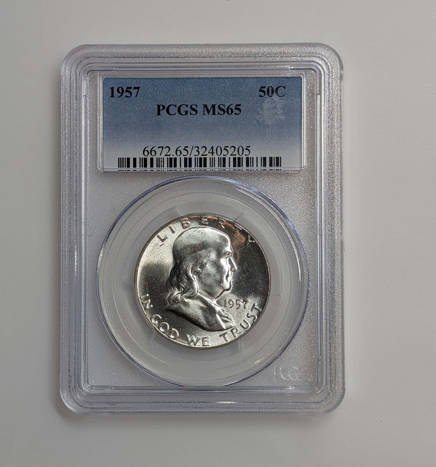 1957 Franklin Half Dollar PCGS MS65