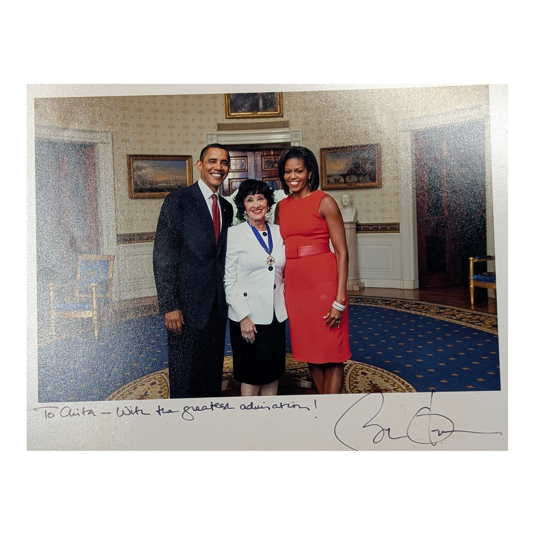 2009 Barack Obama Signed and Inscribed White House Photograph to Chita Rivera, the photograph, full print with its borders
