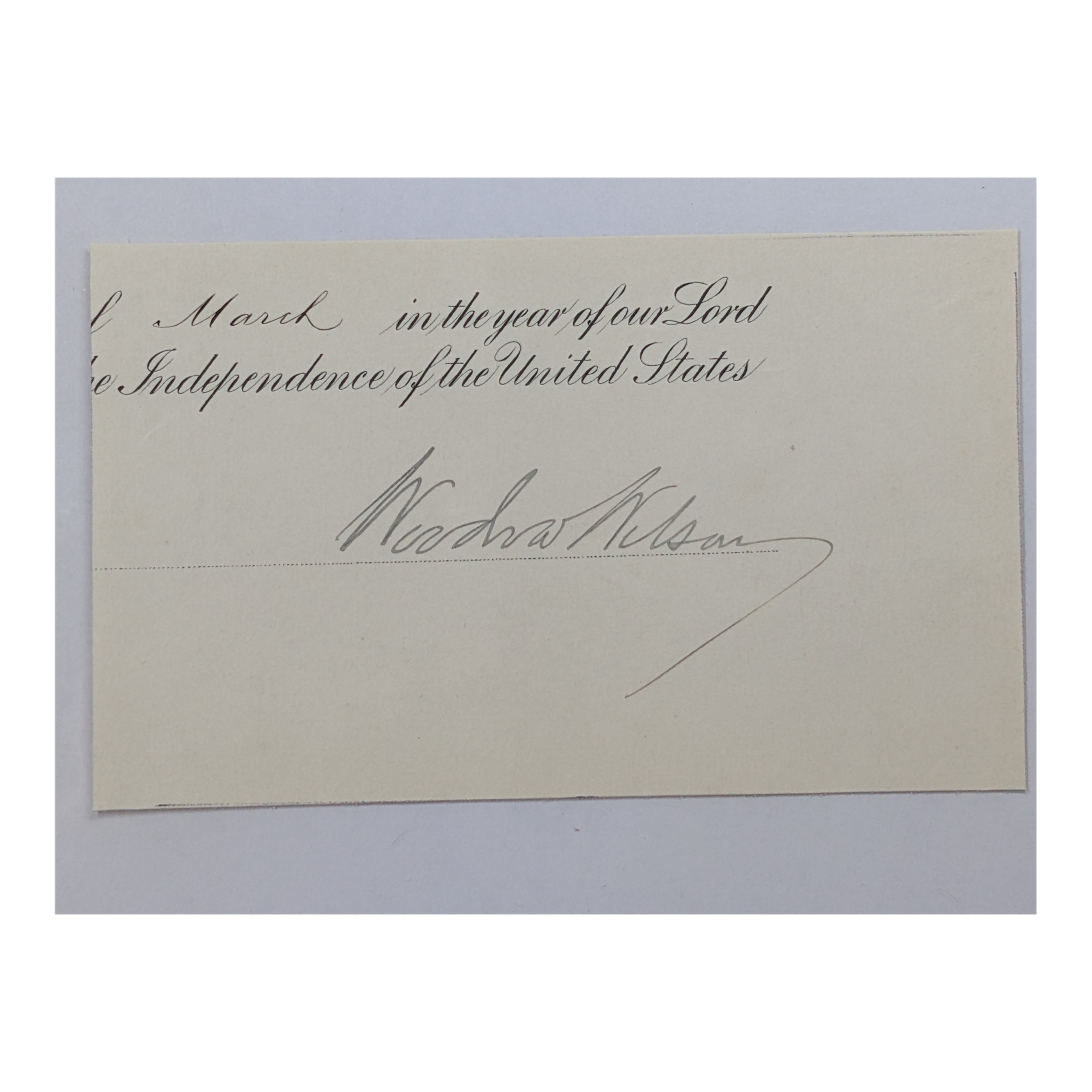 Woodrow Wilson Signed Document Cut, the signed cut