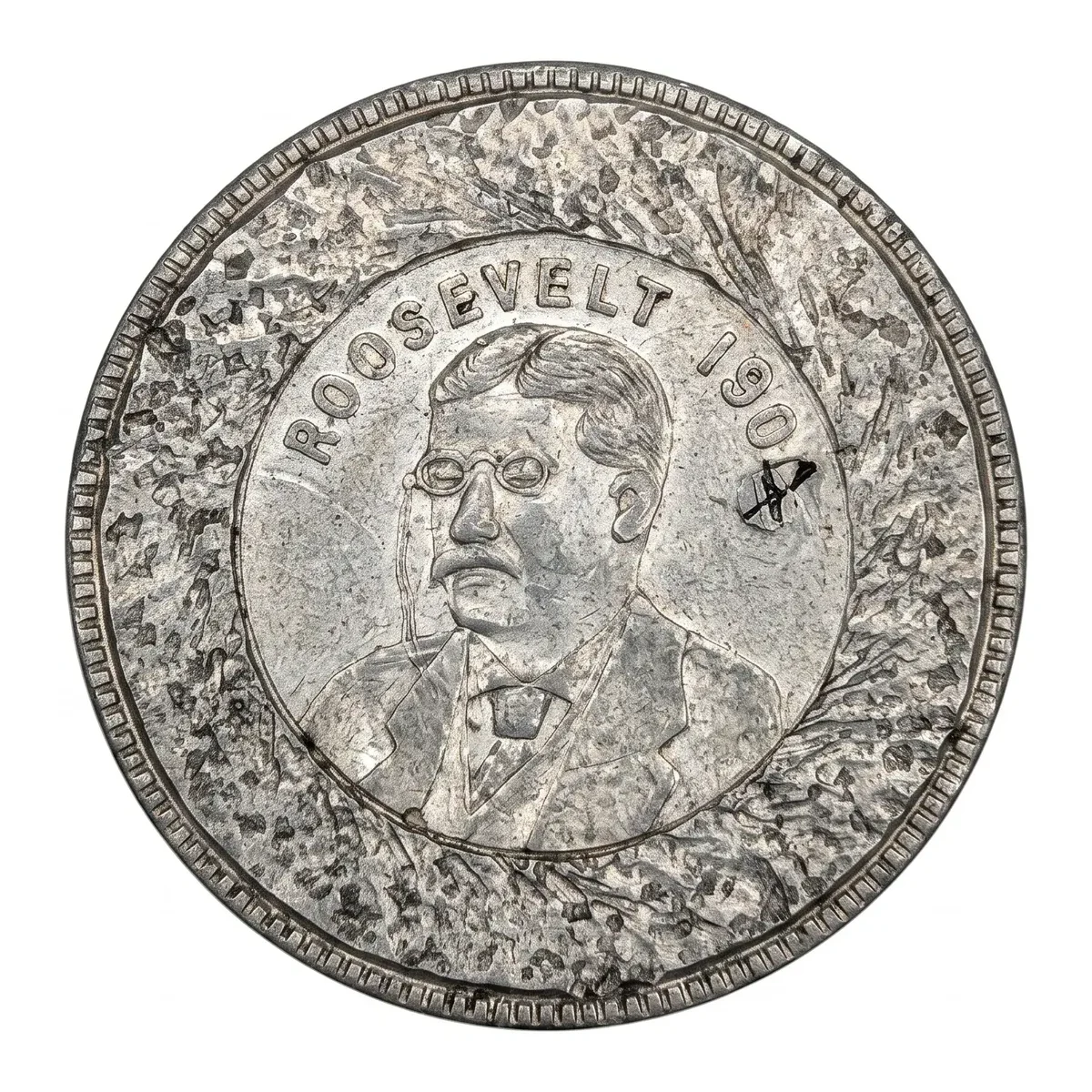 1904 Theodore Roosevelt Uniface Campaign Medalet White Metal