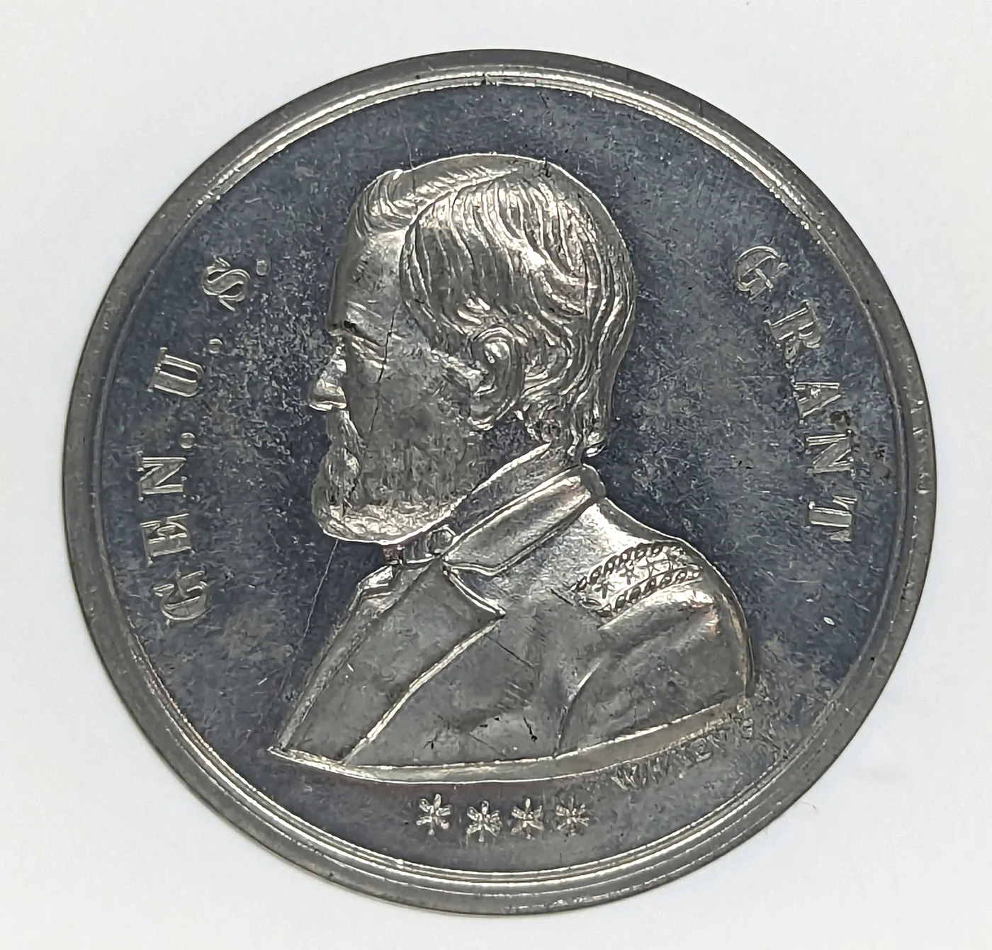 1868 Ulysses S. Grant Campaign Medal DeWitt USG 1868-28 White Metal