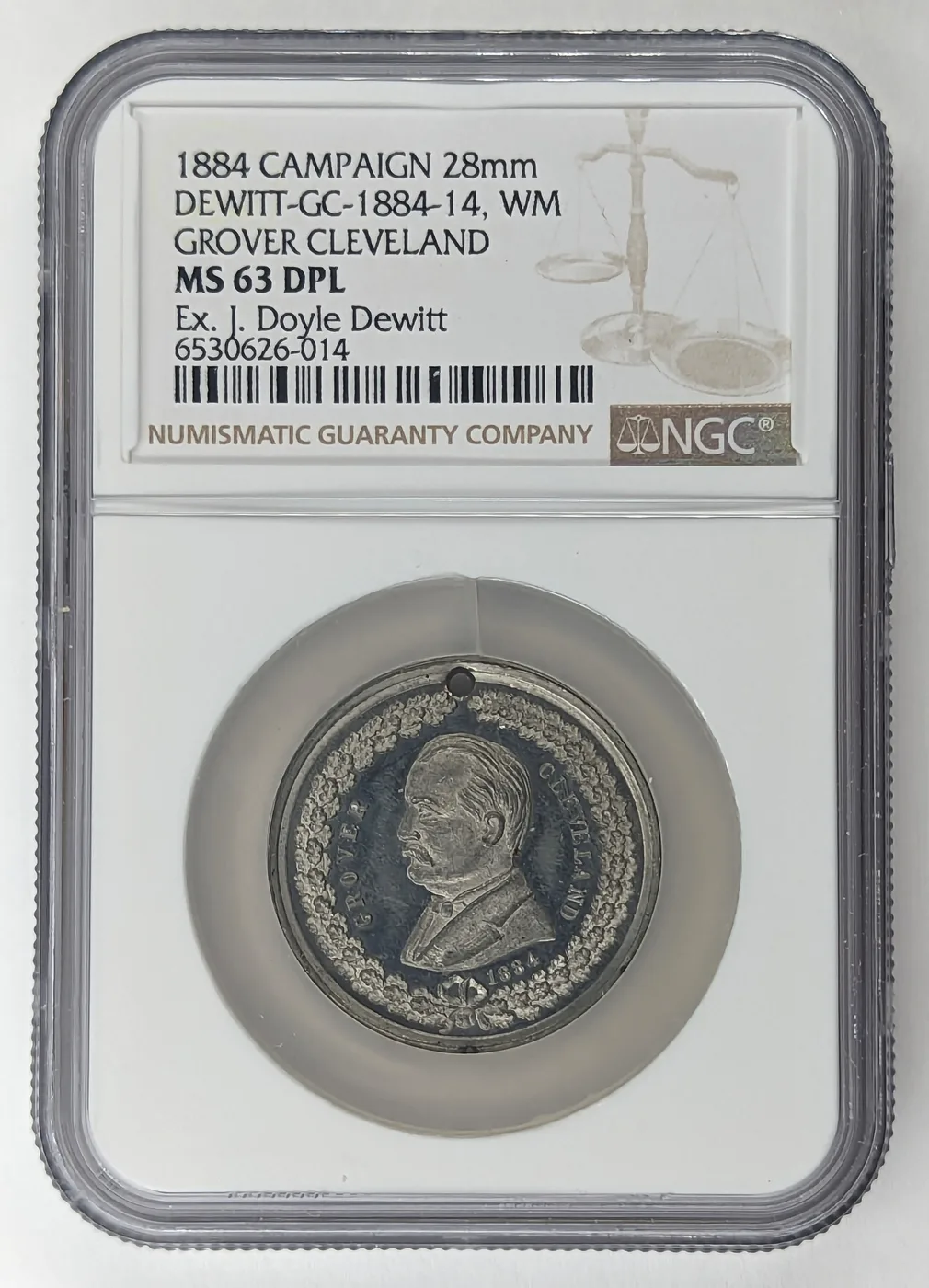 1884 Grover Cleveland Campaign Medal DeWitt GC 1884-14 White Metal
