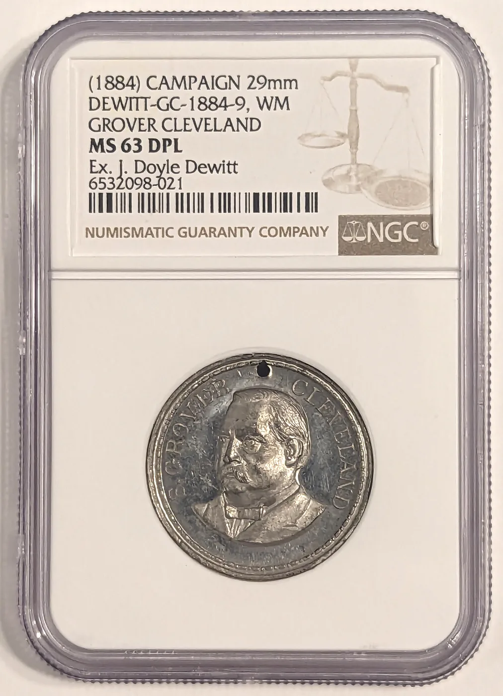 1884 Grover Cleveland Campaign Medal DeWitt GC 1884-9 White Metal