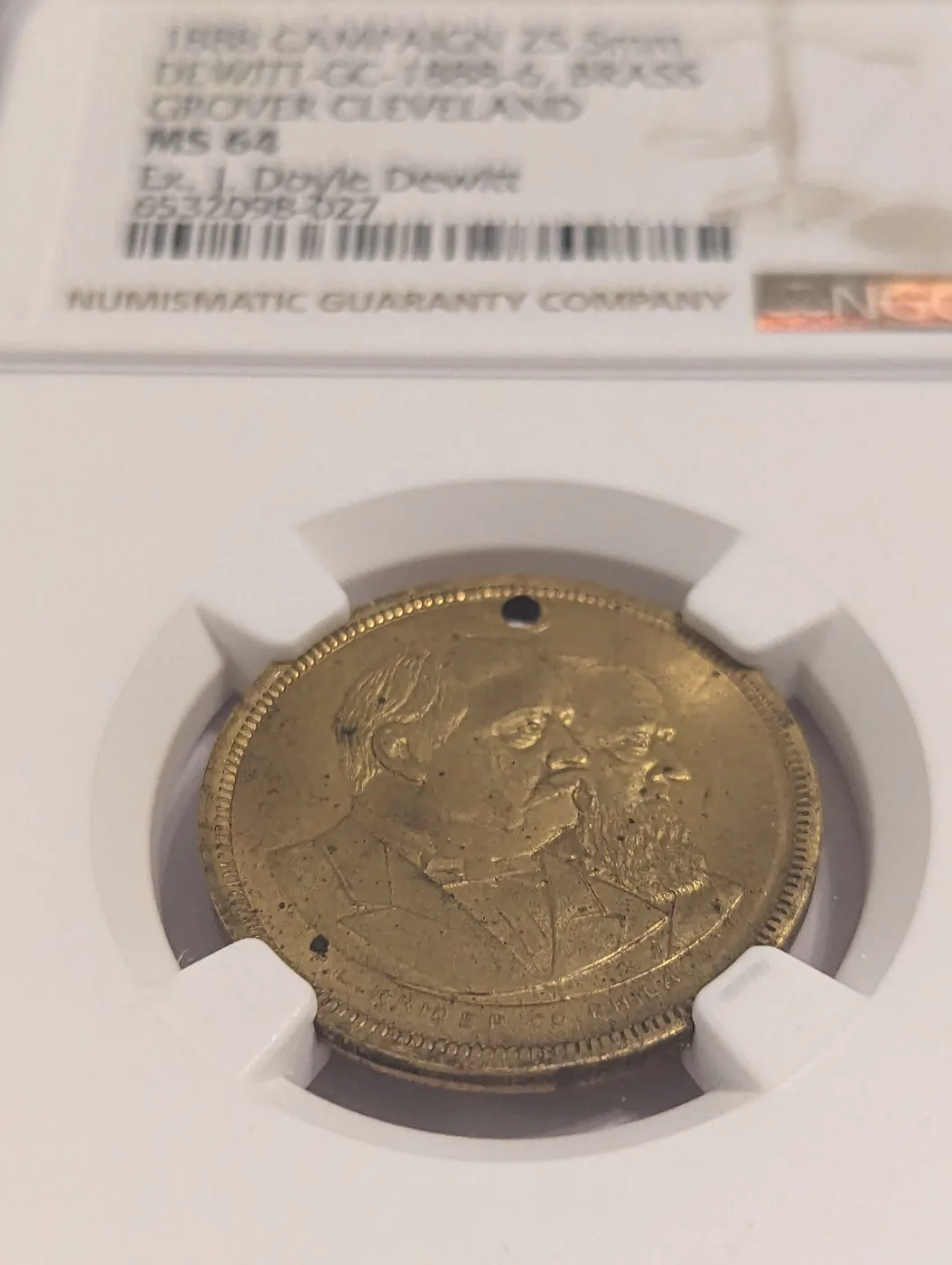 1888 Grover Cleveland Campaign Medal DeWitt GC 1888-6 Brass