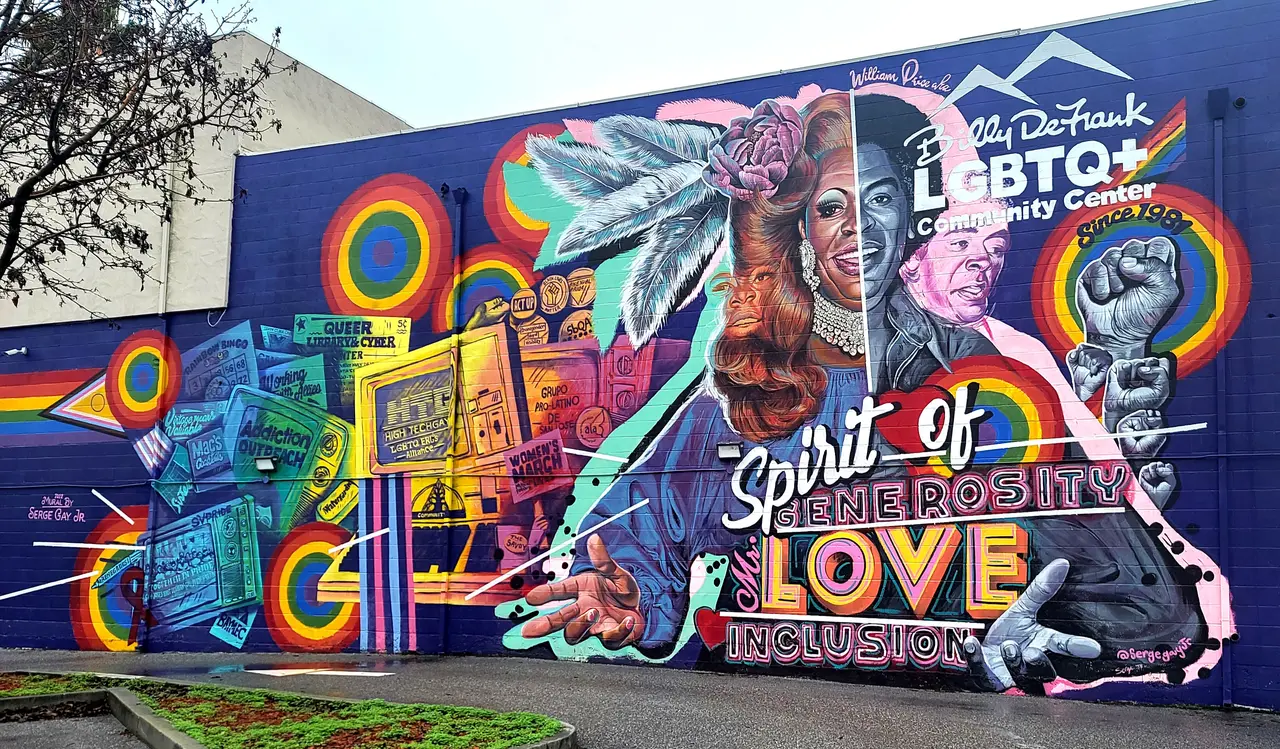 The Spirit of Generosity, Love and Inclusion mural on the Billy DeFrank LGBTQ+ Community Center in San Jose