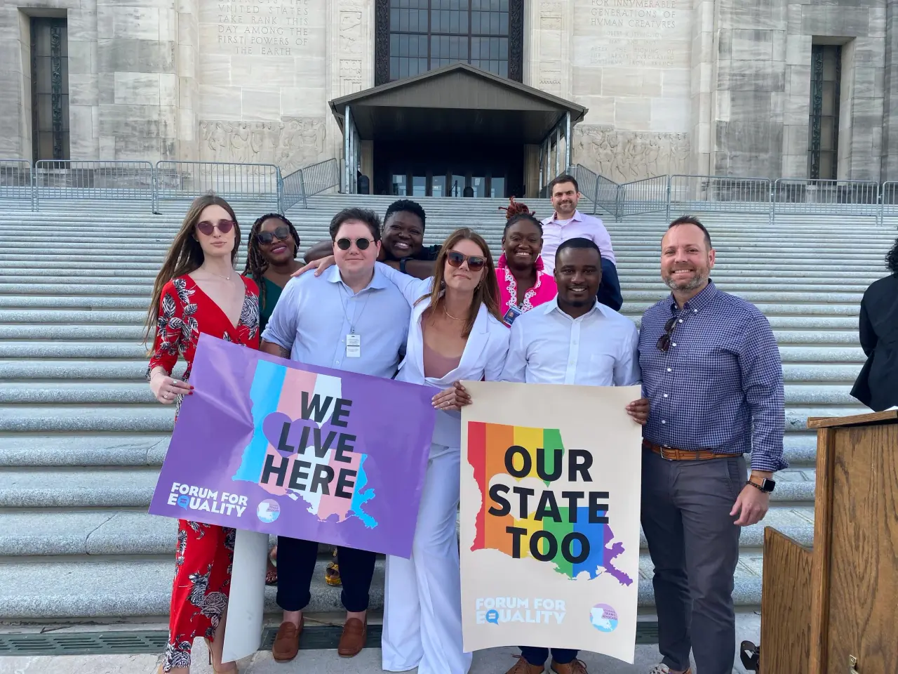 Community advocates and supporters gathered at the Louisiana State Capitol for equality advocacy