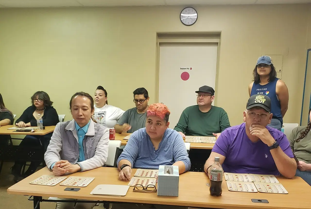 Community members playing bingo at the Imperial Valley LGBT Resource Center