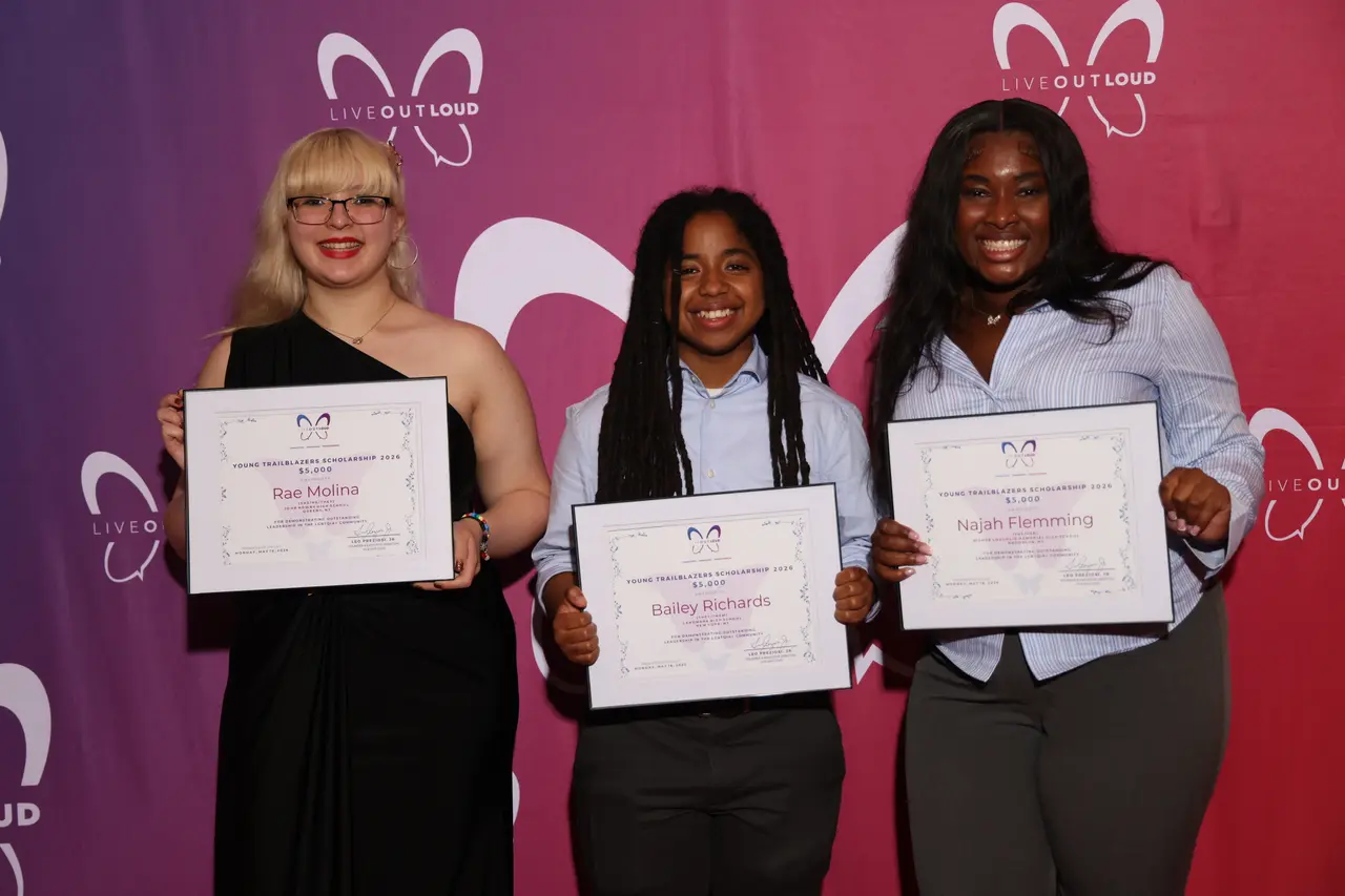 LGBTQ+ youth and mentors participating in a Live Out Loud empowerment gathering in New York