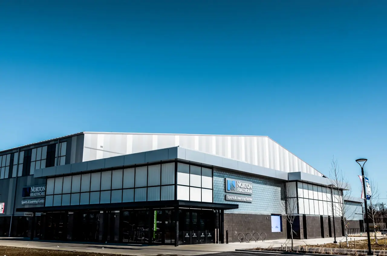 Interior view of the Norton Healthcare Sports & Learning Complex indoor athletic venue