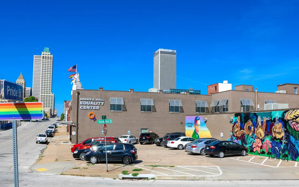 Exterior view of the Dennis R. Neill Equality Center on East Fourth Street in downtown Tulsa