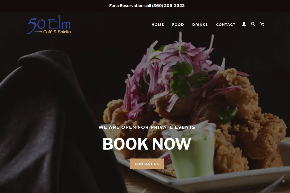 50 Elm Cafe Spirits website