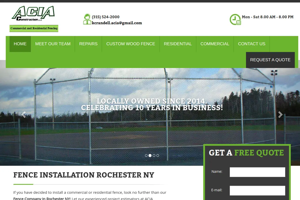 Acia Construction,LLC website
