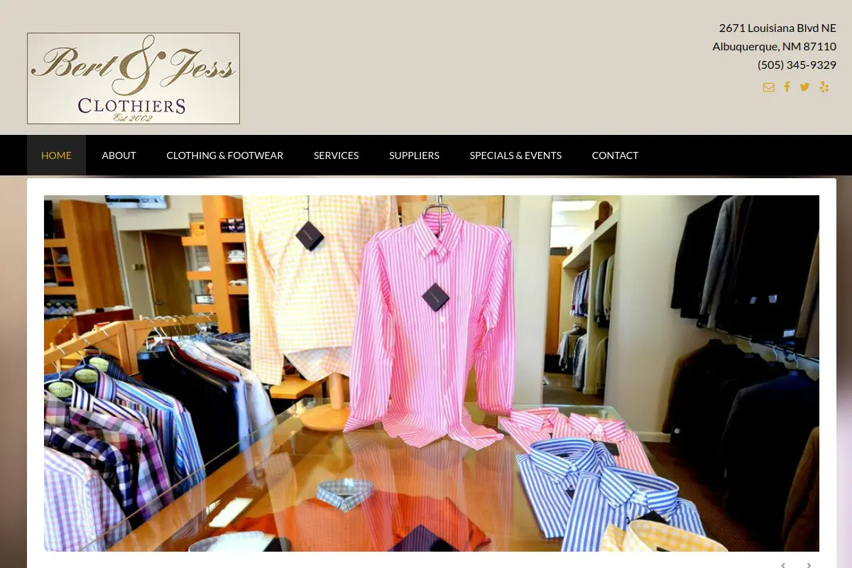 Bert and Jess Clothiers website
