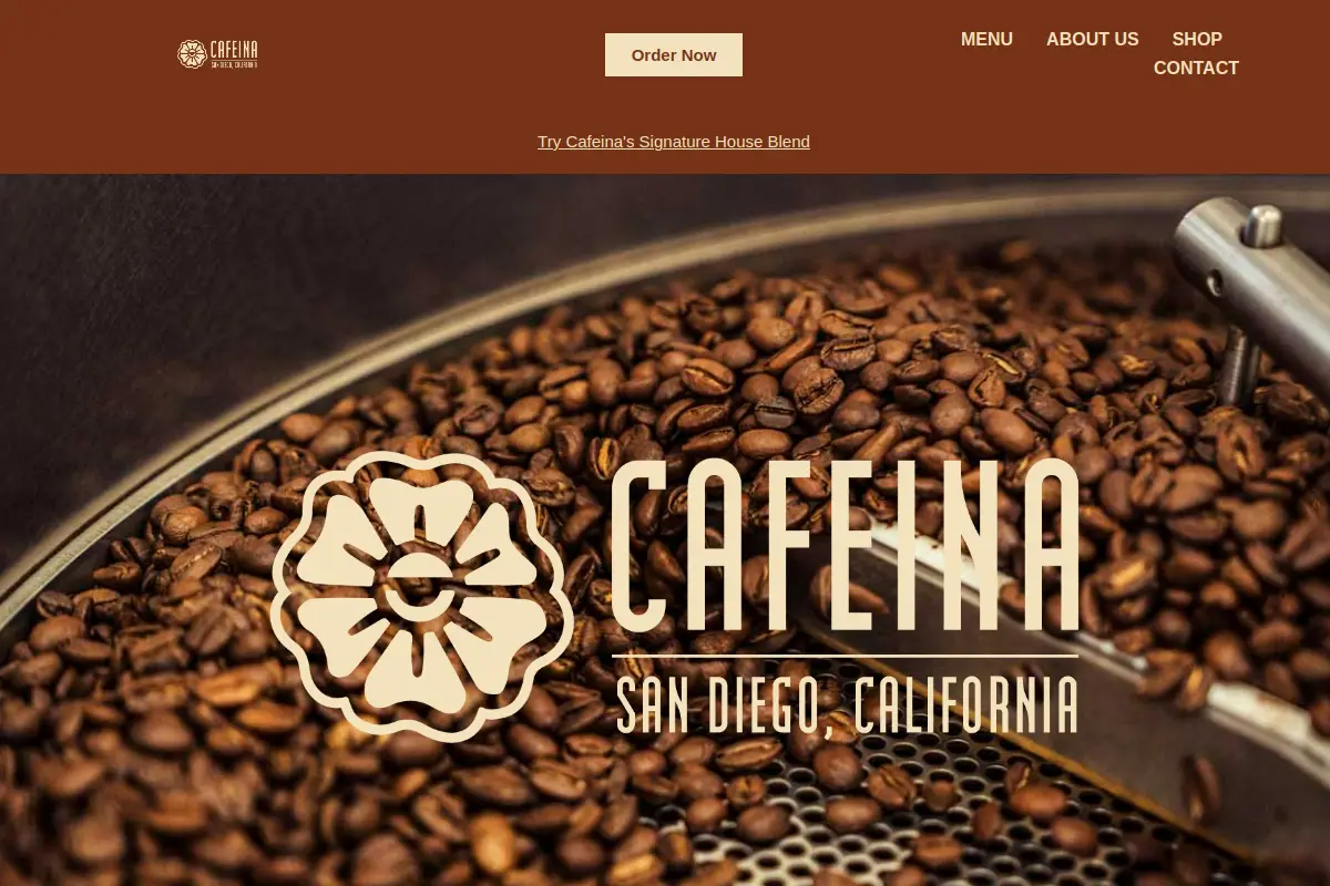 Cafeina Cafe website
