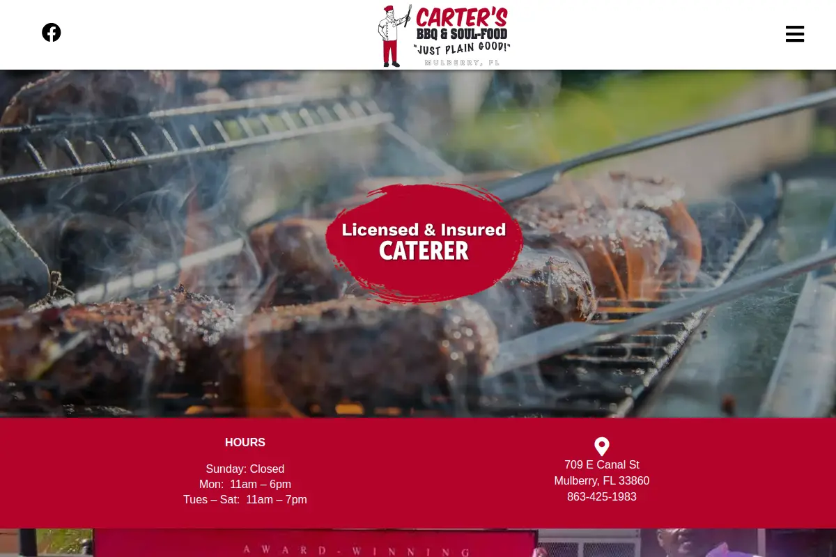 Carter's BBQ website