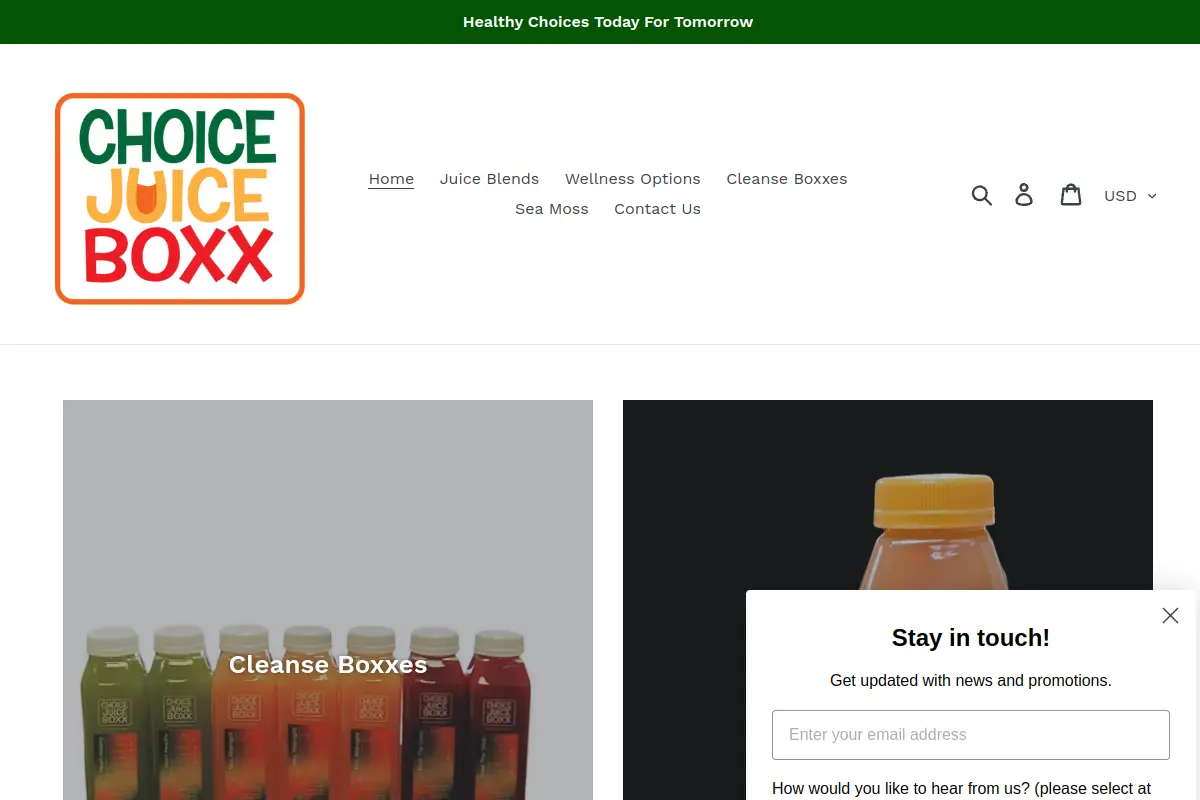 Choice Juice Boxx website