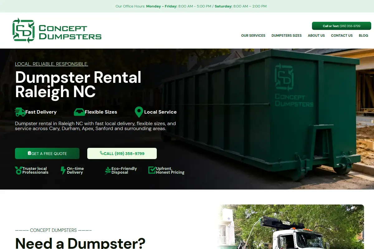 Concept Dumpsters, INC. website