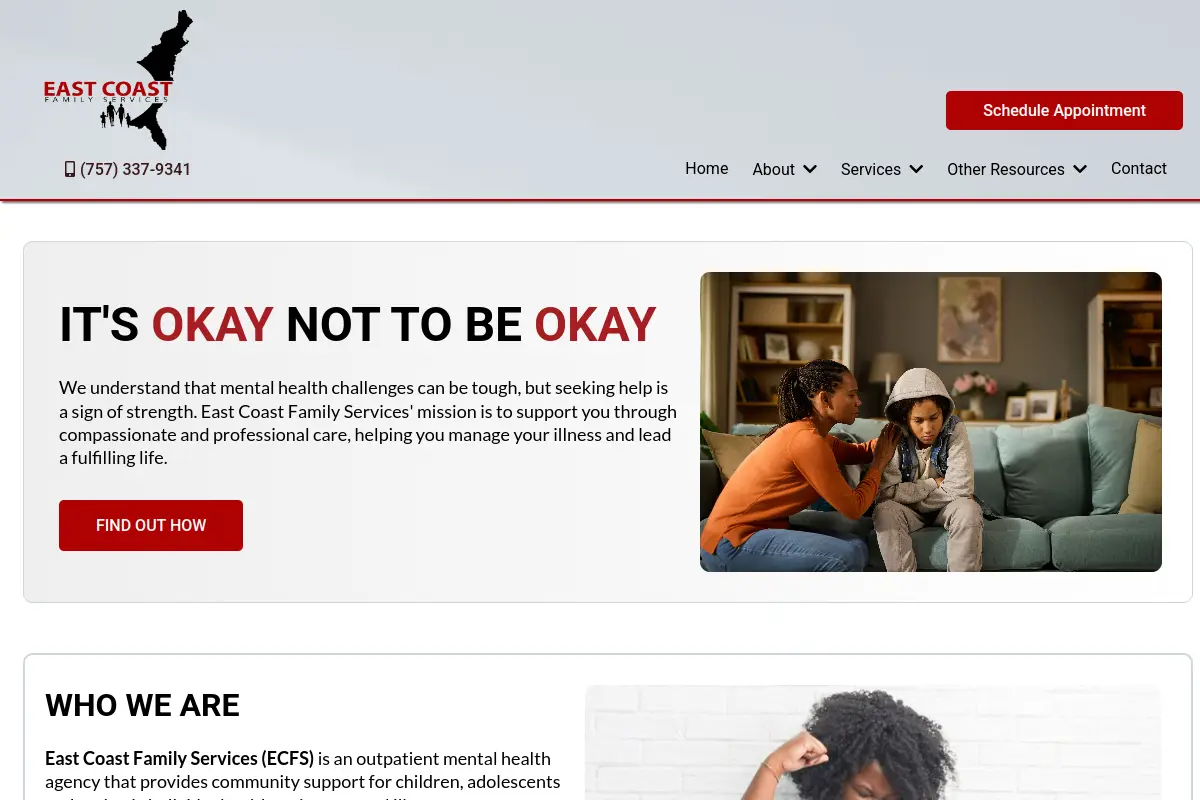 East Coast Family Services, LLC website