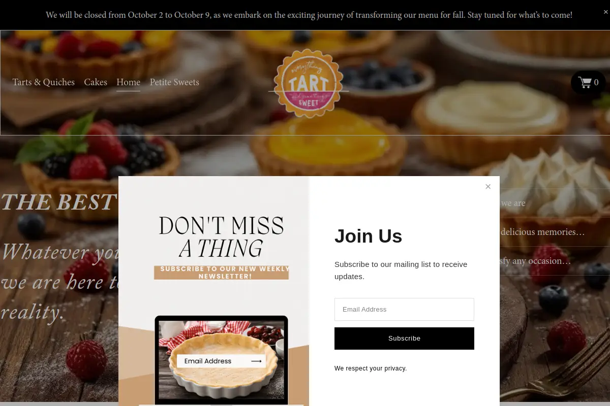 Everything Tart website