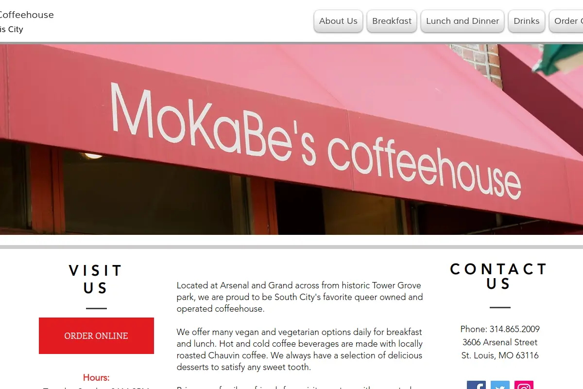 MoKaBe's Coffeehouse website